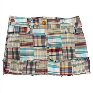 Zinc Retro 2000s Y2K Low Rise Multicolor Plaid Patchwork Micro Mini Skirt Size 7